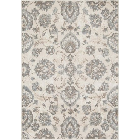 WALL-TO-WALL 5 x 7 in. Danby Emery Floral Rug, Grey WA2607061